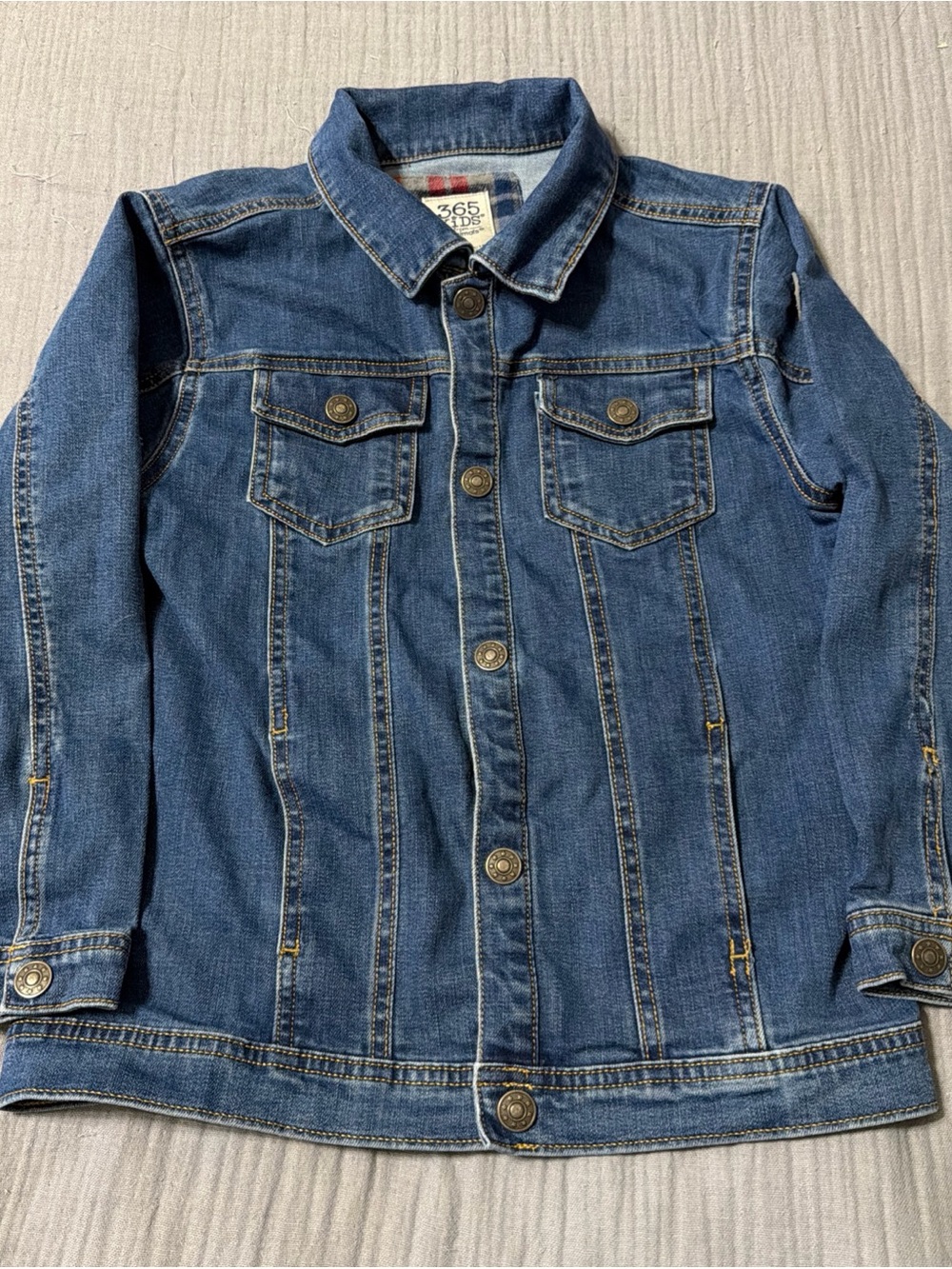 365 Kids from garanimals Denim Blue Jacket with Lets Roar Patch Size 8